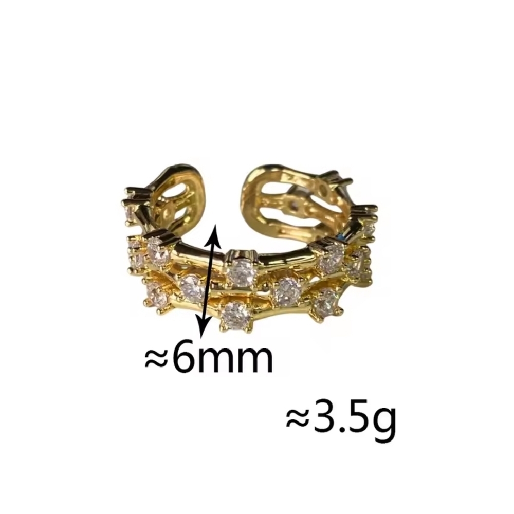 Gold Pave Link Open Ring - Picture 2 of 4